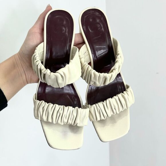 STAUD Frankie Ruched Slide Sandal in Nectarine - Picture 8 of 12